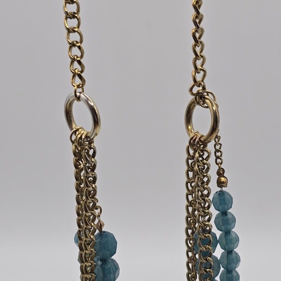 Vtg Multi-Strand Necklace‎ with Blue Faceted Beads and Gold-Tone Chains Jewelry - Picture 4 of 8